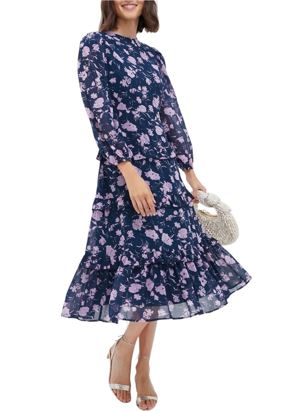 Hyacinth House Tuckernuck Abstract Floral Rosalind Ruffle Midi Dress